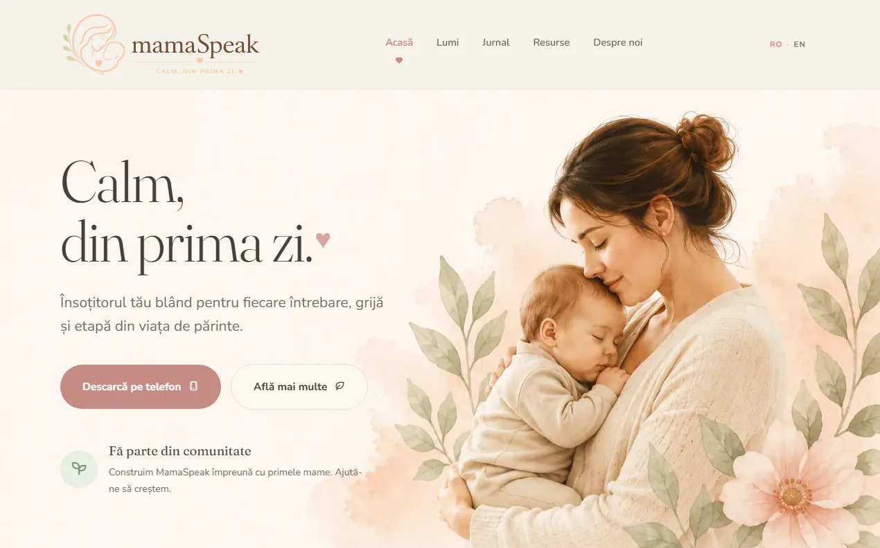 MamaSpeak - captură din site-ul livrat